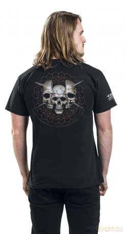 Tool: Unisex T-Shirt: Skull Spikes (Black) (Back & Sleeve Print) (Medium)