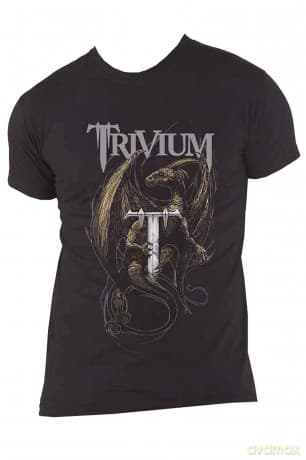 Trivium: Unisex T-Shirt: Perched Dragon (Black) (Back Print) (Large)