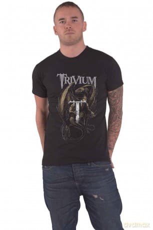 Trivium: Unisex T-Shirt: Perched Dragon (Black) (Back Print) (Medium)