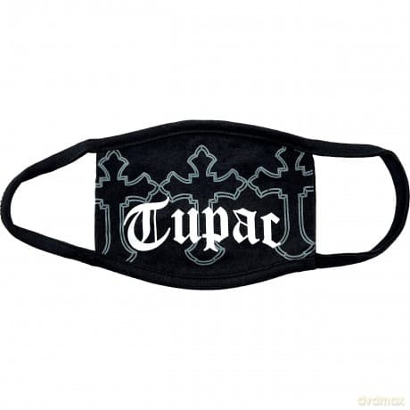 Tupac: Face Mask: Logo & Crosses (Black)