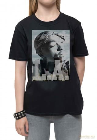 Tupac: Kids T-Shirt: LA Skyline (Black) (11-12 Years)