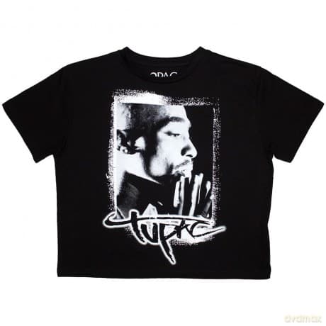 Tupac: Ladies Crop Top: Spray Photo (Black) (Large)