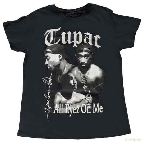 Tupac: Ladies T-Shirt: All Eyez B&W (Black) (16)