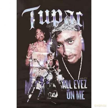 Tupac: Ladies T-Shirt: All Eyez Blue Homage (Black) (18)