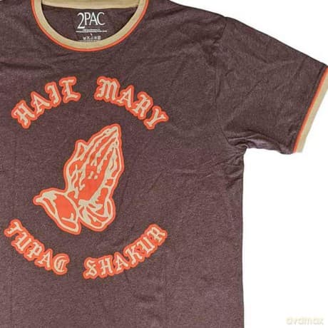 Tupac: Unisex Ringer T-Shirt: Hail Mary (Brown, Orange & Sand) (Medium)