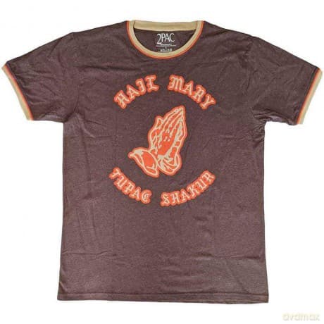 Tupac: Unisex Ringer T-Shirt: Hail Mary (Brown, Orange & Sand) (Small)