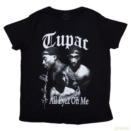 Tupac: Unisex T-Shirt: All Eyez B&W (Black) (XX-Large)