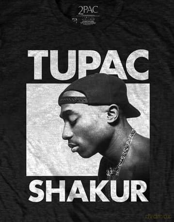 Tupac: Unisex T-Shirt: Eyes Closed 2 (Black) (X-Large)
