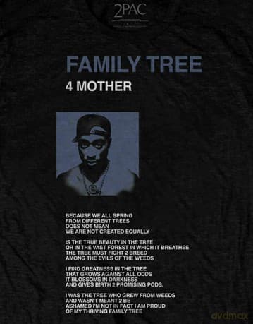 Tupac: Unisex T-Shirt: Family Tree (Black) (Medium)