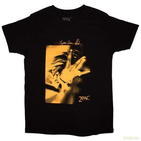 Tupac: Unisex T-Shirt: Fingers Orange Tone (Black) (Small)