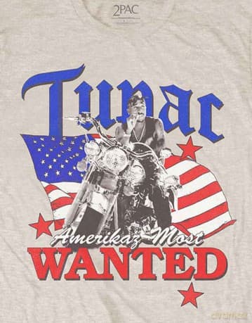 Tupac: Unisex T-Shirt: Most Wanted (Sand) (Large)