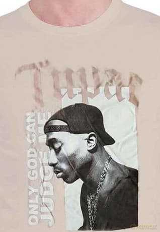 Tupac: Unisex T-Shirt: Only God (Sand) (Large)