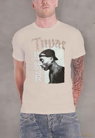 Tupac: Unisex T-Shirt: Only God (Sand) (Small)