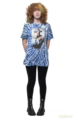 Tupac: Unisex T-Shirt: Photo Swirl (Blue) (Wash Collection) (Medium)