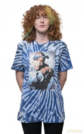 Tupac: Unisex T-Shirt: Photo Swirl (Blue) (Wash Collection) (Small)