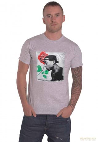 Tupac: Unisex T-Shirt: Rose (Grey) (Small)
