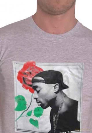 Tupac: Unisex T-Shirt: Rose (Grey) (XX-Large)