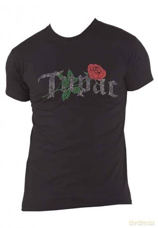 Tupac: Unisex T-Shirt: Rose Logo (Black) (Embellished) (Medium)