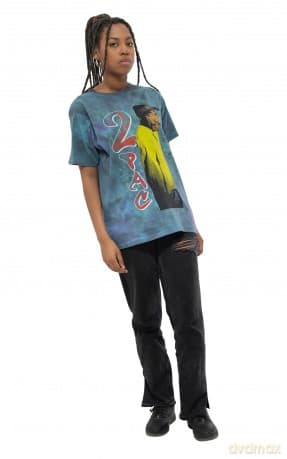 Tupac: Unisex T-Shirt: Vintage (Blue) (Wash Collection) (Small)