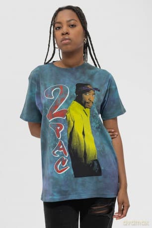 Tupac: Unisex T-Shirt: Vintage (Blue) (Wash Collection) (XX-Large)