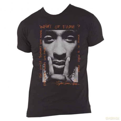 Tupac: Unisex T-Shirt: What Of Fame? (Black) (Large)