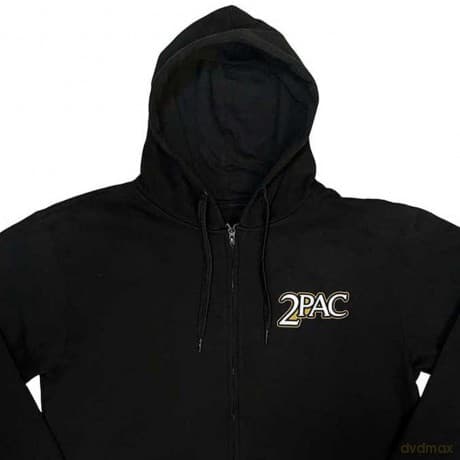 Tupac: Unisex Zipped Hoodie: Crown Seal (Black) (Back Print) (X-Large)