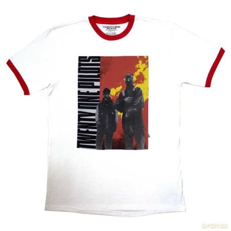 Twenty One Pilots: Unisex Ringer T-Shirt: Side Stand (White) (X-Large)