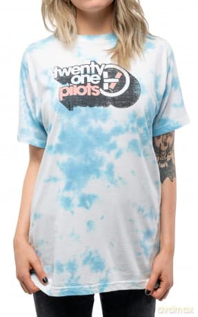 Twenty One Pilots: Unisex T-Shirt: Vintage Block Holiday (Light Blue & White Dye-Wash) (Wash Collection) (Large)