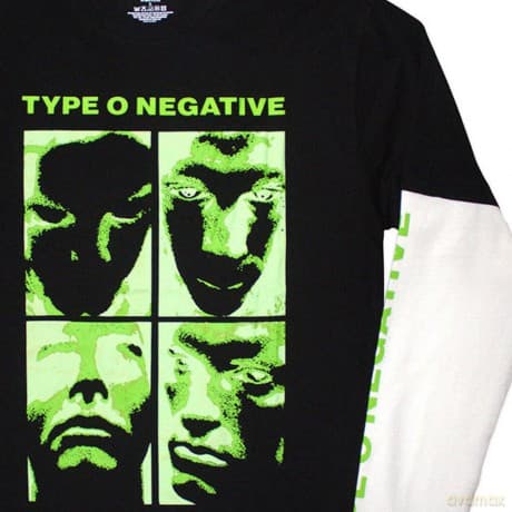 Type O Negative: Unisex Layered Long Sleeve T-Shirt: Faces (Black & White) (Sleeve Print) (Small)