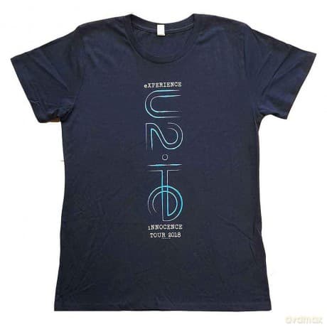 U2: Ladies T-Shirt: I+E 2018 Tour Dates (Navy Blue) (Back Print & Ex-Tour) (Small)