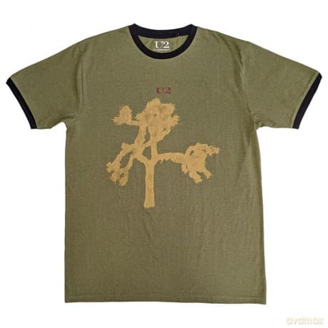 U2: Unisex Ringer T-Shirt: Joshua Tree Europe 1987. (Green) (Back Print) (X-Large)