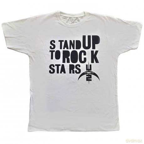U2: Unisex T-Shirt: 360 Degree Tour 2009 Stand Up to Rock Stars (White) (Back Print & Ex-Tour) (Medium)