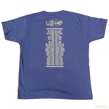 U2: Unisex T-Shirt: I+E 2015 Tour Dates (Navy Blue) (Back Print & Ex-Tour) (Medium)
