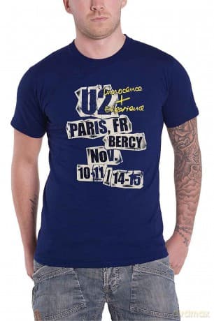 U2: Unisex T-Shirt: I+E Paris Event 2018 (Dark Navy Blue) (Ex-Tour) (Large)
