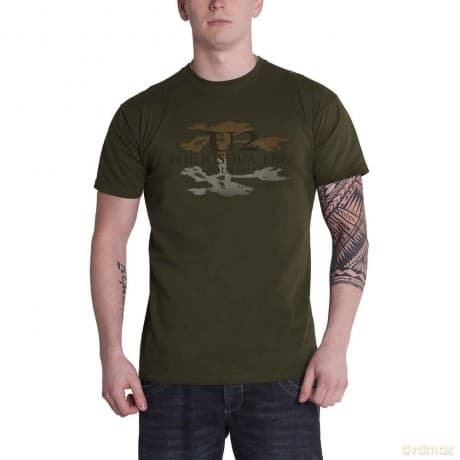 U2: Unisex T-Shirt: Joshua Tree Logo 2017 (Green) (Back Print & Ex-Tour) (Medium)
