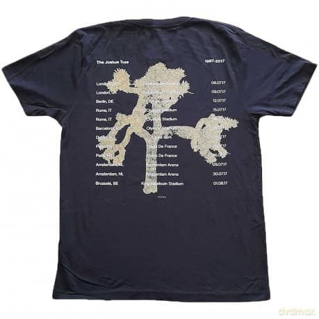 U2: Unisex T-Shirt: Joshua Tree Photo (Navy Blue) (Back Print & Ex-Tour) (Large)