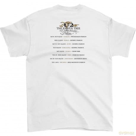 U2: Unisex T-Shirt: Joshua Tree Photo (White) (Back Print & Ex-Tour) (Small)