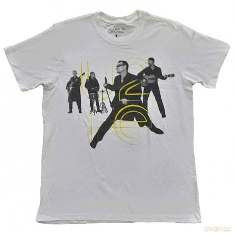 U2: Unisex T-Shirt: Live Action (White) (Back Print & Ex-Tour) (Medium)
