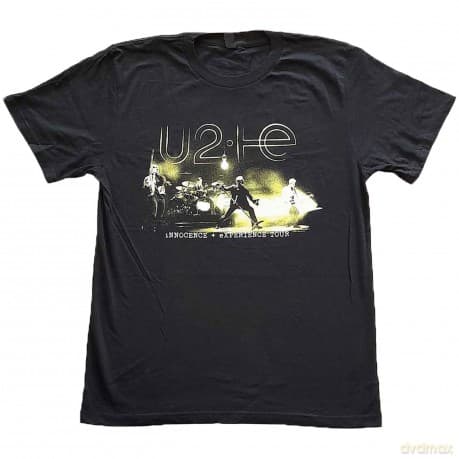 U2: Unisex T-Shirt: Stage Photo (Black) (Back Print & Ex-Tour) (Large)