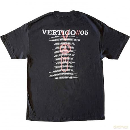 U2: Unisex T-Shirt: Vertigo Tour 2005 Symbols (Black) (Back Print & Ex-Tour) (X-Large)