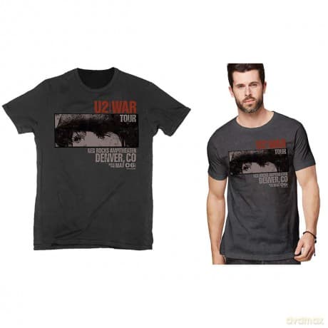 U2: Unisex T-Shirt: War Red Rocks (Vintage Black) (X-Large)