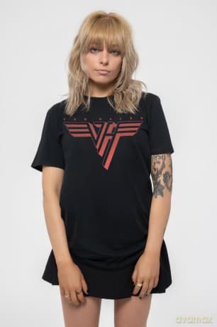 Van Halen: Ladies T-Shirt: Classic Red Logo (Black) (Large)