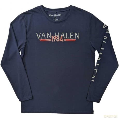 Van Halen: Unisex Long Sleeve T-Shirt: 84 Tour (Navy Blue) (Back & Sleeve Print) (Large)