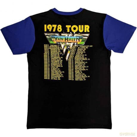 Van Halen: Unisex Raglan T-Shirt: 1978 Tour Dates (Black & Purple) (Back Print) (XX-Large)