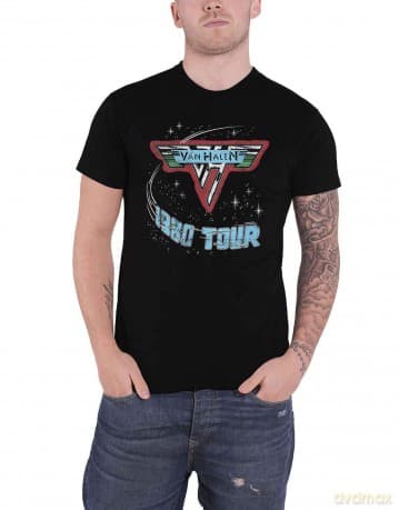 Van Halen: Unisex T-Shirt: 1980 Tour (Black) (X-Large)