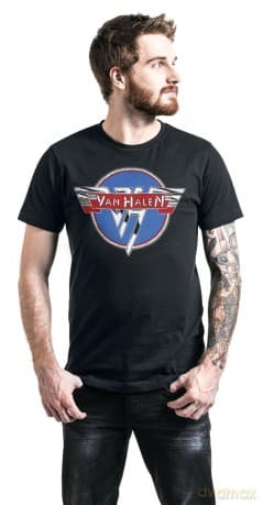 Van Halen: Unisex T-Shirt: Chrome Logo (Black) (Large)