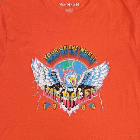 Van Halen: Unisex T-Shirt: Eagle '84 (Orange) (Large)