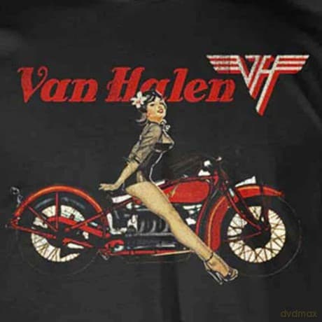 Van Halen: Unisex T-Shirt: Pin-up Motorcycle (Black) (Large)