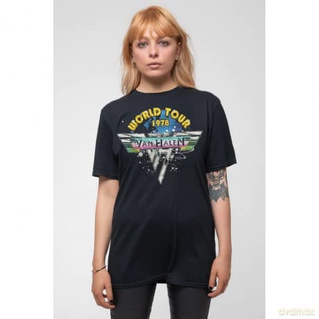 Van Halen: Unisex T-Shirt: World Tour '78 Full Colour (Black) (Medium)