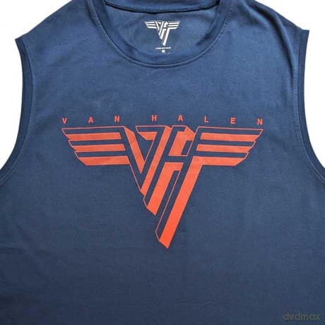Van Halen: Unisex Tank T-Shirt: Classic Red Logo (Denim Blue) (Small)